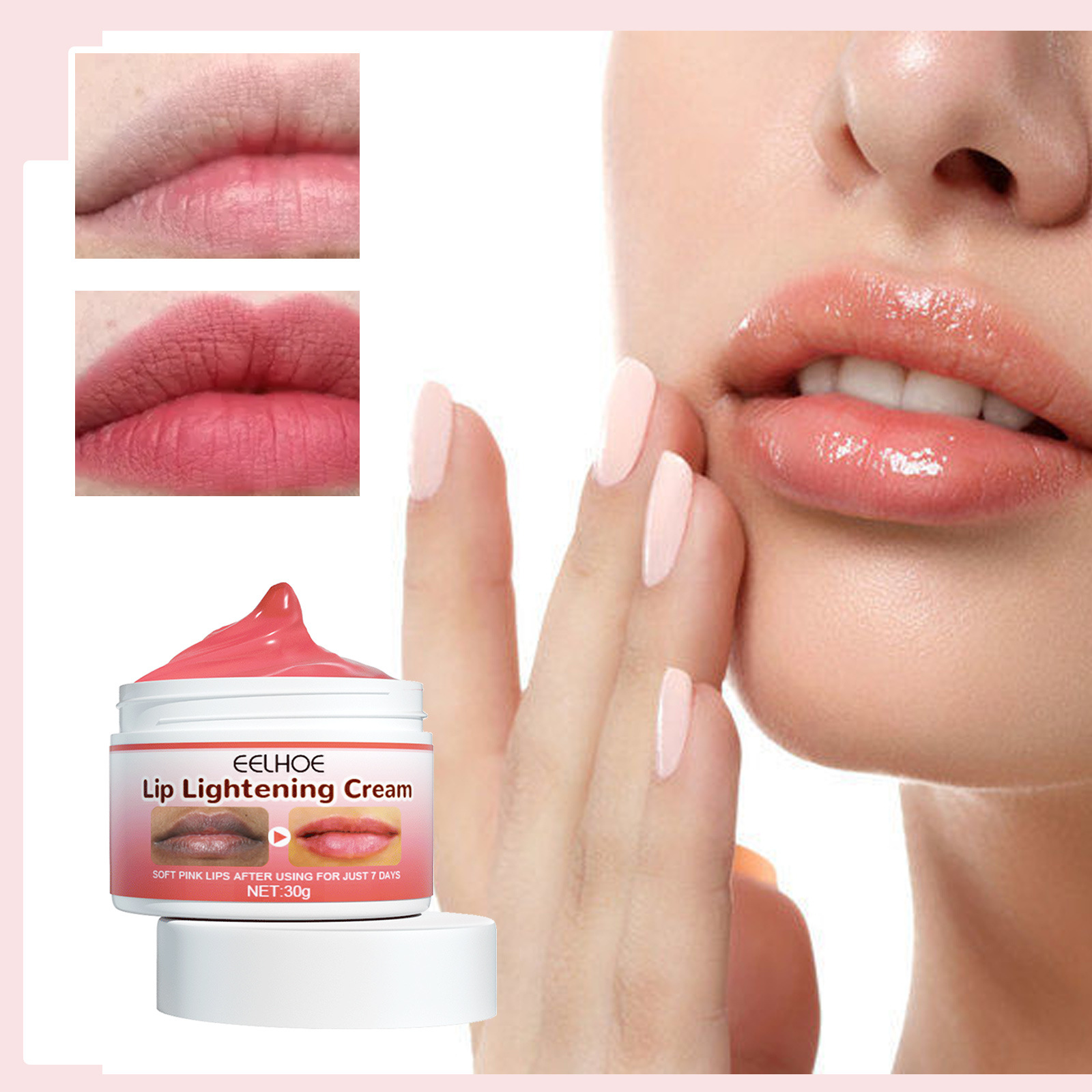 Lip Lightening Lips Cream Pink Fresh Bleaching Treatment Lip Balm Whitening Hydrating Lip Moisturizer Lip Care 30g
