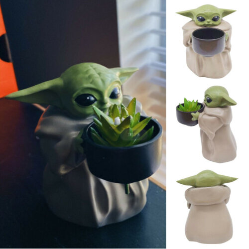 Star Wars Mandalorian Baby Yoda Planter Pot ''The Child Holding Cup'' Model Toys