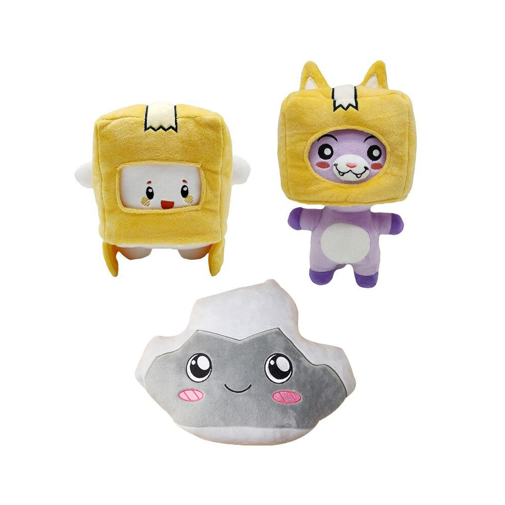 Lankybox Plush Toy Detachable Boxy Foxy Rocky 3pcs Set  Birthday Gifts For Kids and Fans Valentine Gifts for Her Car Office Room Decoration Soft Pillow Great Collections for Cartoon Fans