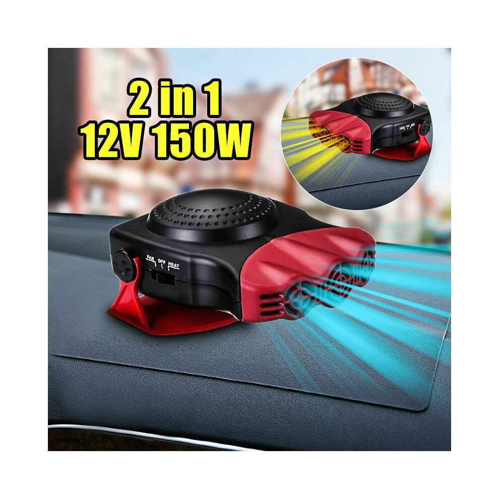 Car Heater Anti-Fog Portable Car Fans Heater for Car 12V 150W Fast Heating Defrost Defogger 2 In 1 Cooling Heating Plug in Cigarette Lighter  Electric Vehicle Demister