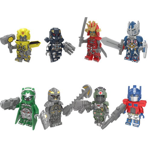 8pcs Transformers Optimus Bumblebee Megatron Minifigures Toys Mini Figures for Building Blocks Kit Compatible with Lego