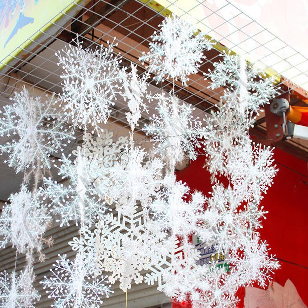 60pcs White Christmas Hanging Winter Artificial Snowflakes Xmas Tree Decor Party Ornaments 11cm Snow Fake Snowflakes Christmas decorations for home noel