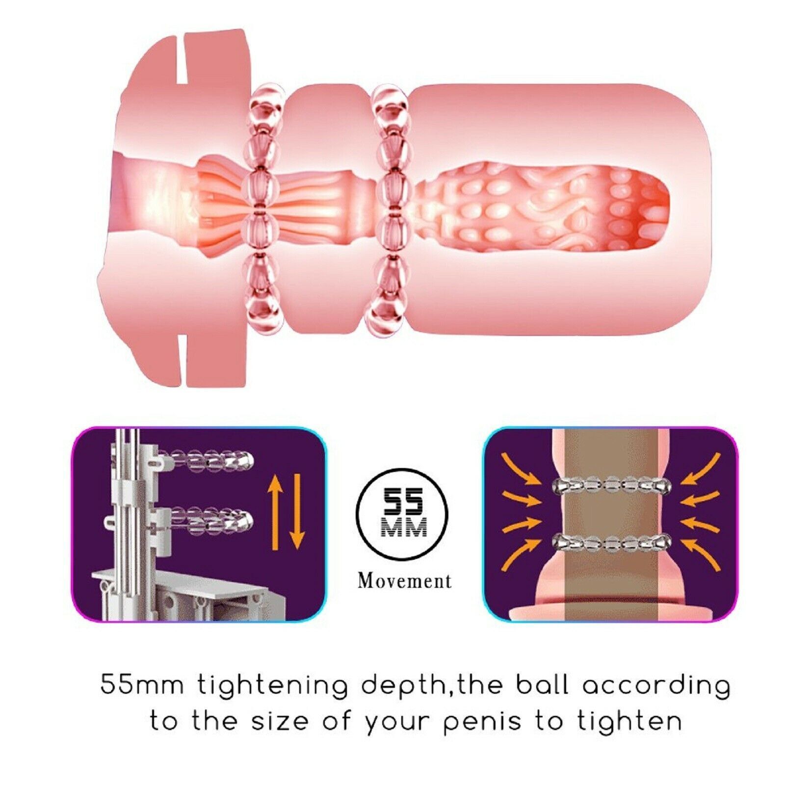 Automatic Male Masturbator Hands Free Vagina Pussy Stroker Cup Vibrator Massager USB Adult Sex Toy for Man 4D Simulation Genital Apparatus Aircraft Vagina Cup Cover Discreet Packaging Multi Speed