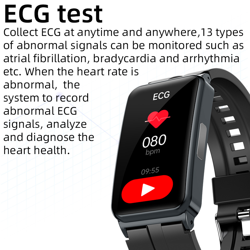 (Pink) Blood Glucose Sugar Smart Body Temperature ECG HRV Monitoring Fitness Smart Bracelet SpO2 Smartwatch