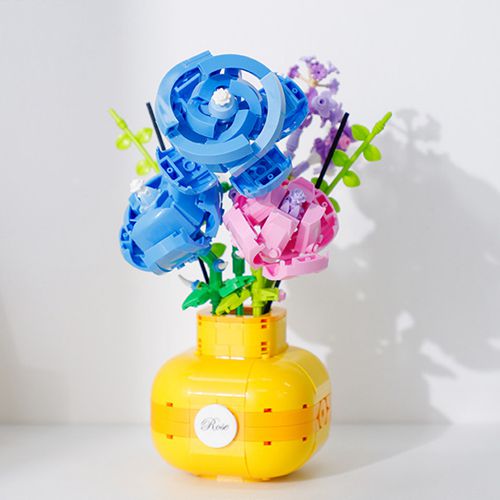 Building Block Bouquet 3D Model Toy Home Decoration Plant Potted Flower Assembly Brick Girl Toy Child Gift