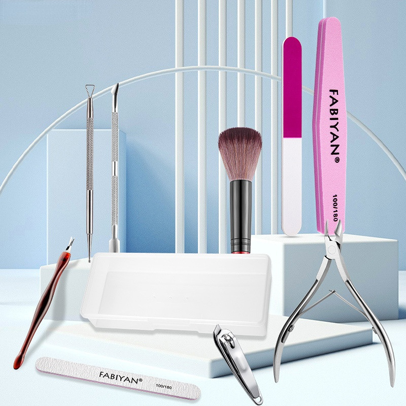 (10~piece Kit) Manicure Tools Set Nail File Polishing Stainless Steel Dead Skin Scissors Cuticle Pusher Nail Brush Cuticle Nipper Professional Nail Accessories Nail Trimming Manicure Tools