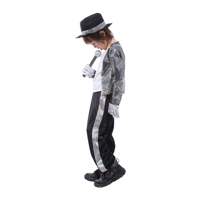 (S:95~110cm) Michael Jackson Children Fancy Dress Costume Halloween Cosplay