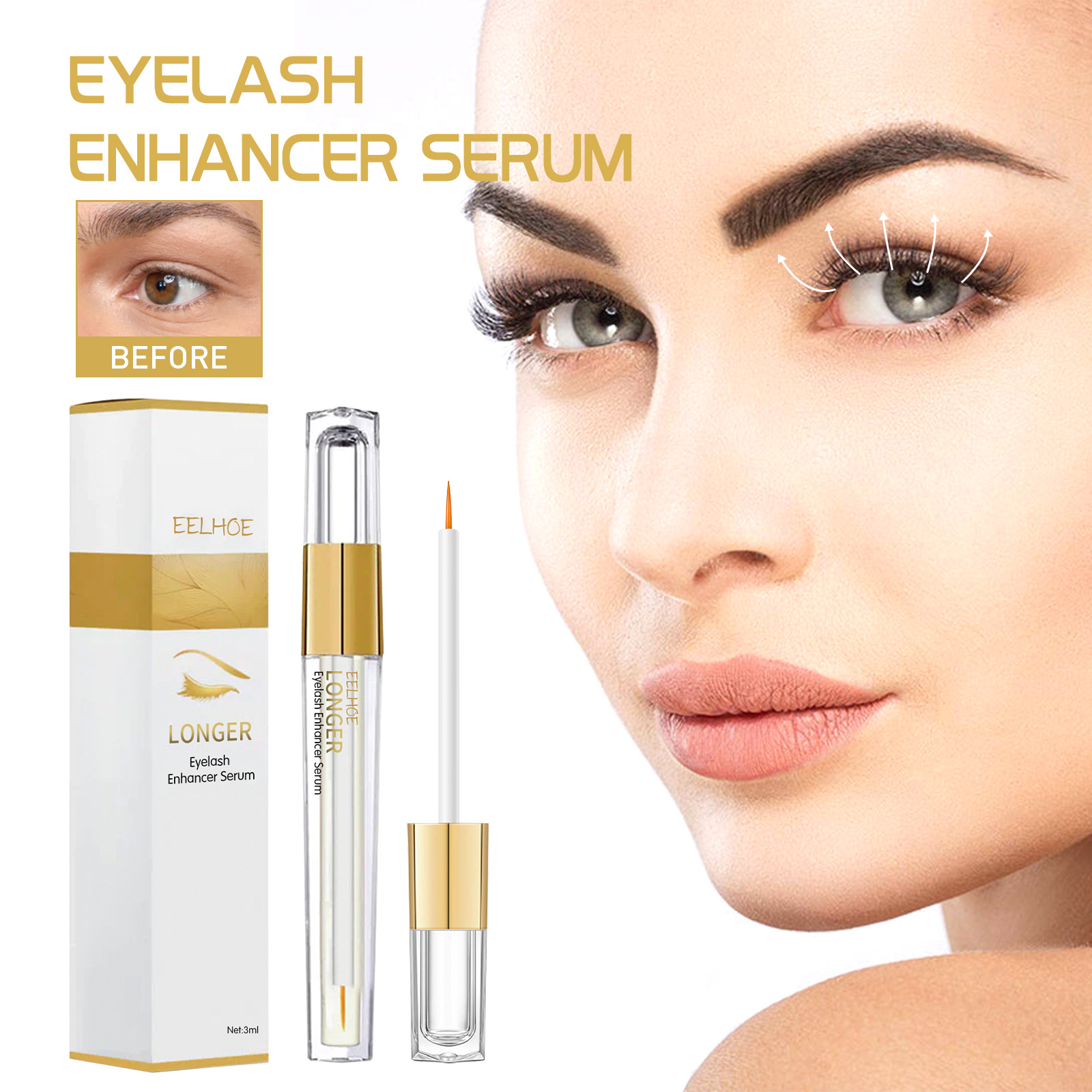 Eyelash Growth Enhancer Moisturizing Eyelash Nourishing Essence Eyelashes Enhancer Lash Lift Lengthening Fuller Thicker Eyelash Care Treatment Product