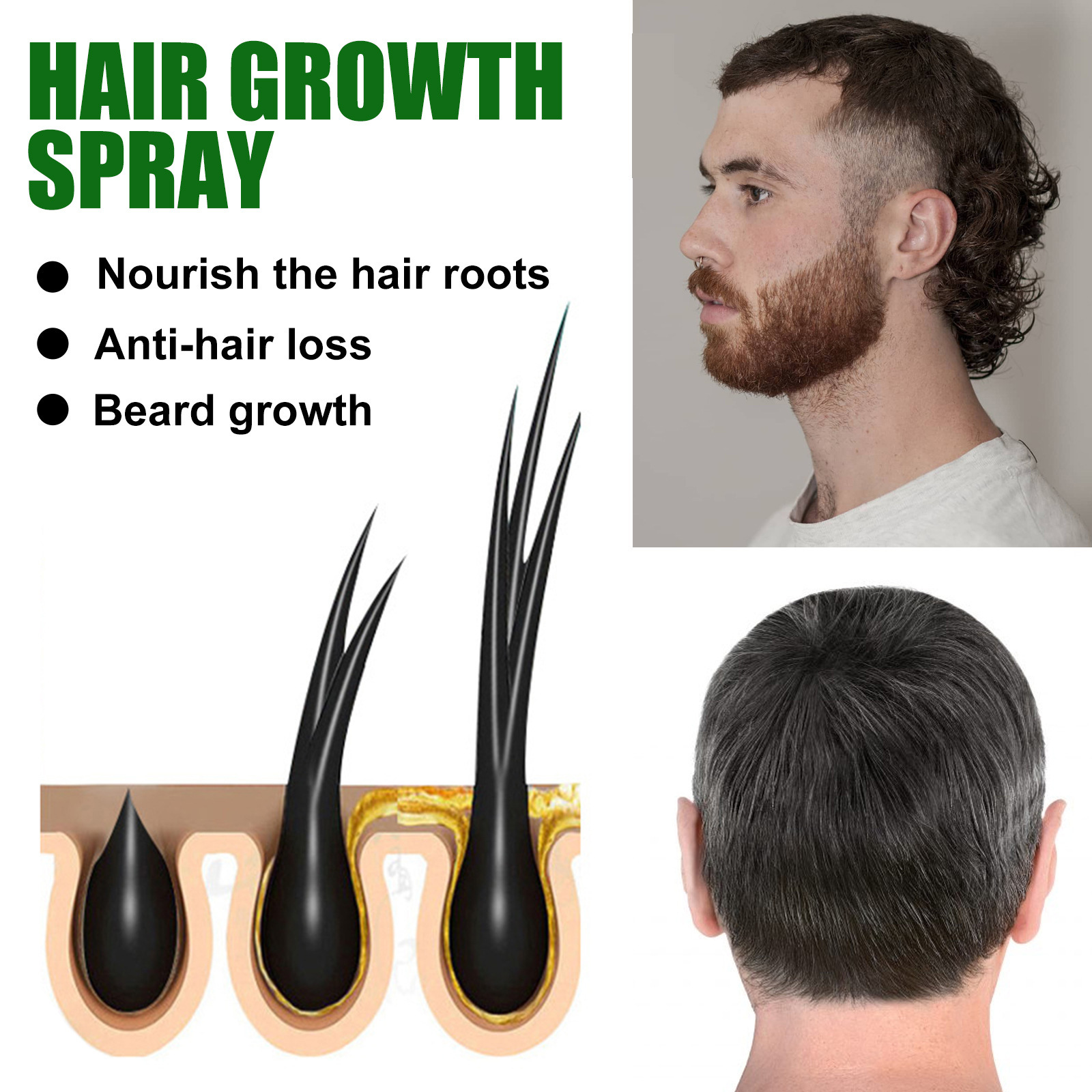 Ginger Hair Growth Spray Hair Thickening Serum Spray Hair Care Essential Oil Hair Root Care Liquid Anti Hair Loss