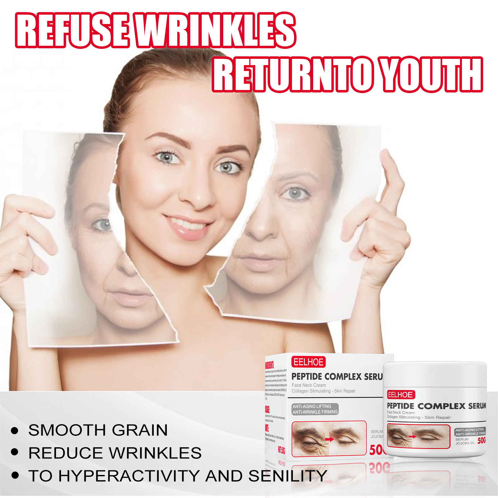 Anti Aging Face Cream Peptide Complex Serum Cream Day and Night Serum Facial Moisturizer Pulling Tightening Anti Wrinkle