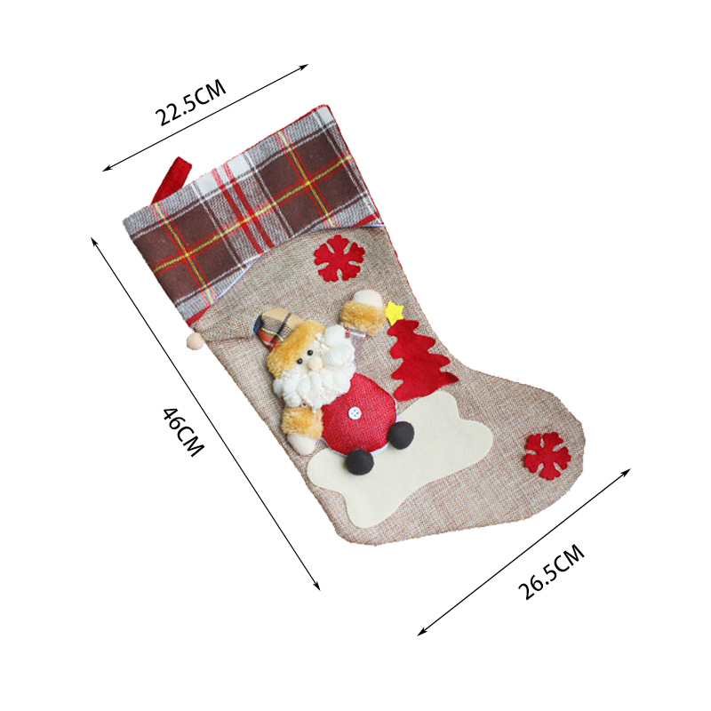 (Santa Claus) Christmas Stockings Xmas Tree Decoration Ornaments Pendant Large Boots Children New Year Candy Bag Santa Claus Gift Socks