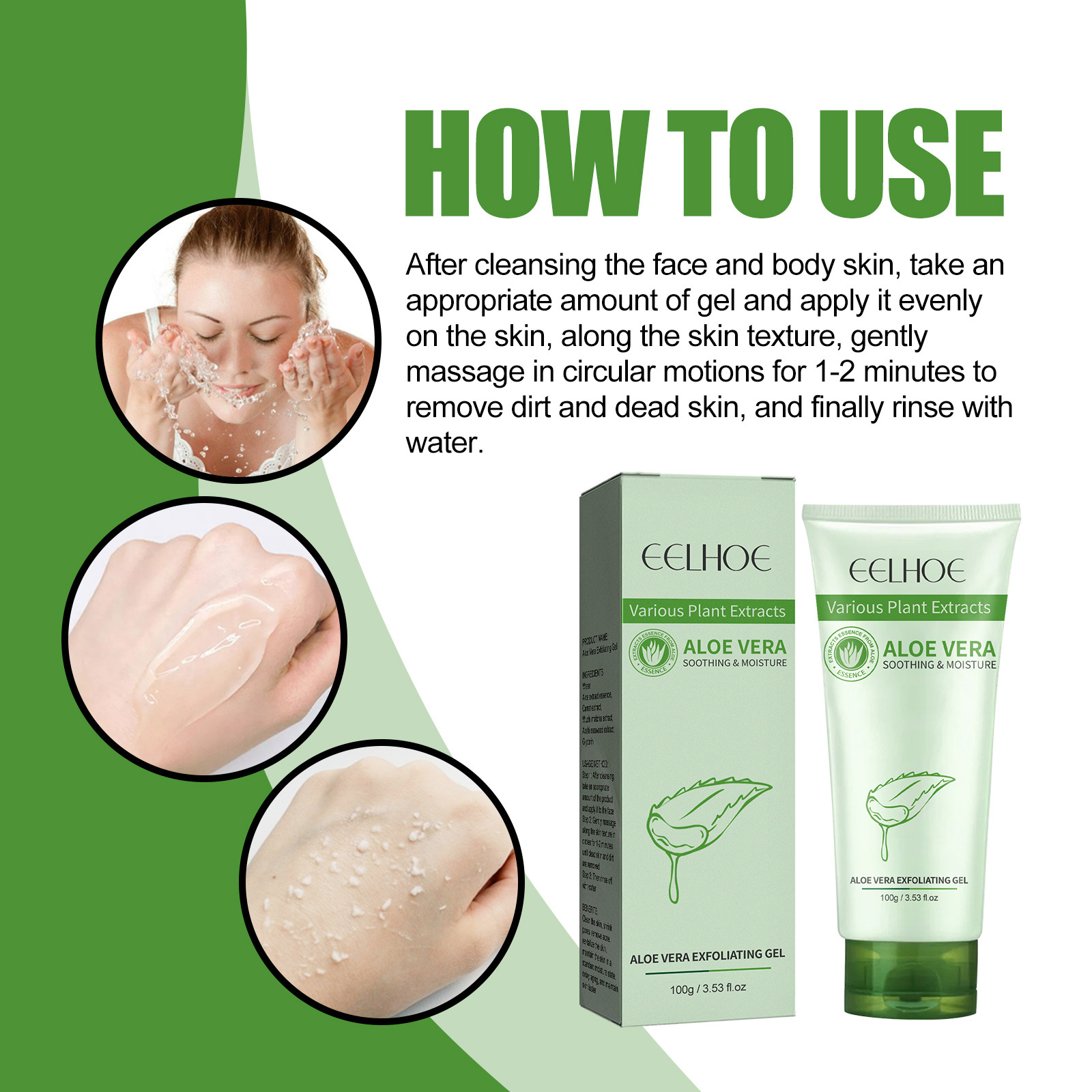 Aloe Exfoliator Gel Face Exfoliating Cream Shrink Pore Blackhead Acne Treatment Scrubs Dead Skin Removal Smooth Whitening Moisturizing Peeling Gel
