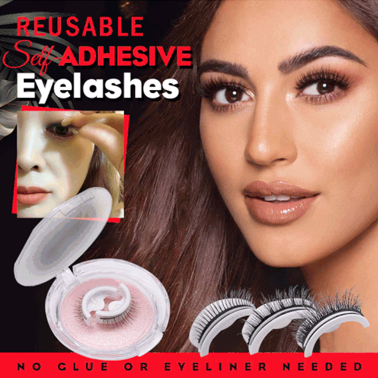 (Thick) Self Adhesive False Eyelashes Reusable No Glue Eyelashes Makeup Extension Fake Eyelashes Makeup Tools