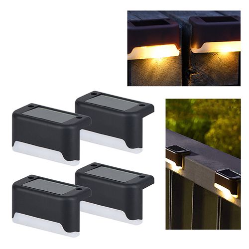4PCS Solar Deck Lights Waterproof Step Lights Solar Security Lights Warm White