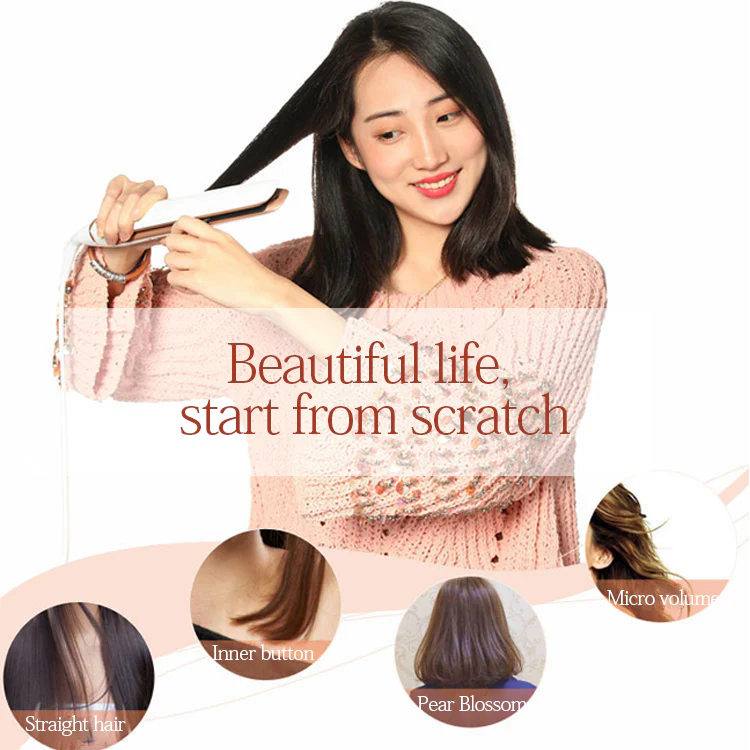 Professional Hair Straightener 2in1 Flat Iron Curling Styler Ceramic Hair Curer PTC Heated Digital Display