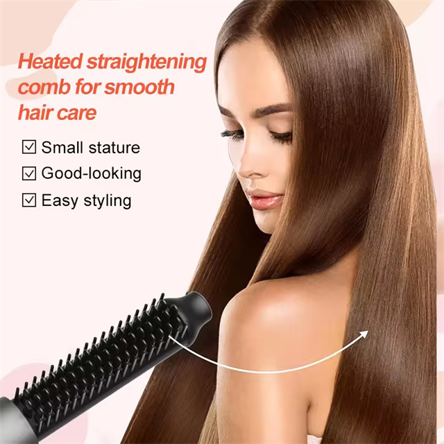 Hair Straightening Brush Ceramic Straightener Brush for All Hair Types Electric Heated Hot Hair Brush Hair Curler Travel Curling Iron Adjustable Temp