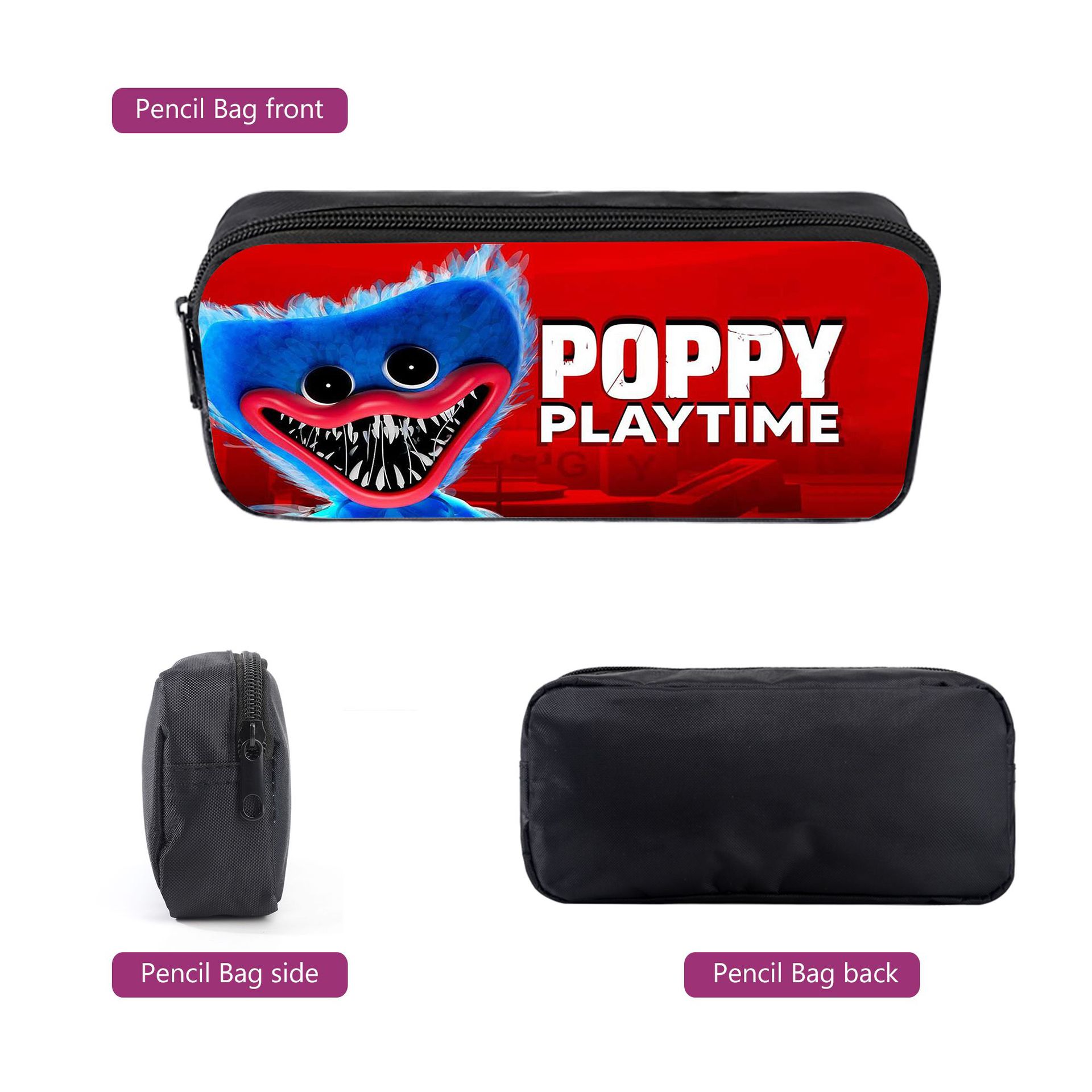 Poppy Backpack 3 Pcs Set Anime Game 3D Printed Sausage Monster Backpacks Messenger Bag Pencil Bag Canvas School Bag