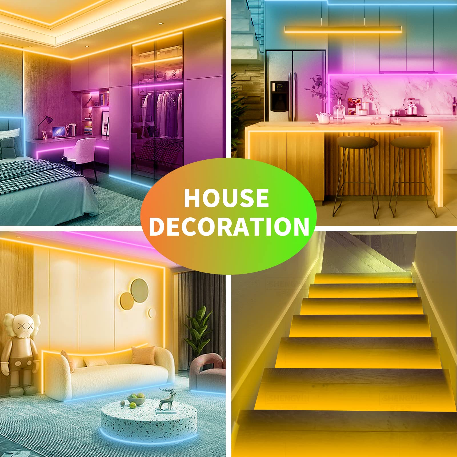 (10M) KSIPZE Led Strip Lights RGB Music Sync Color Changing Led Lights with Smart App Control Remote Led Lights for Bedroom Lighting Flexible Home Decoration
