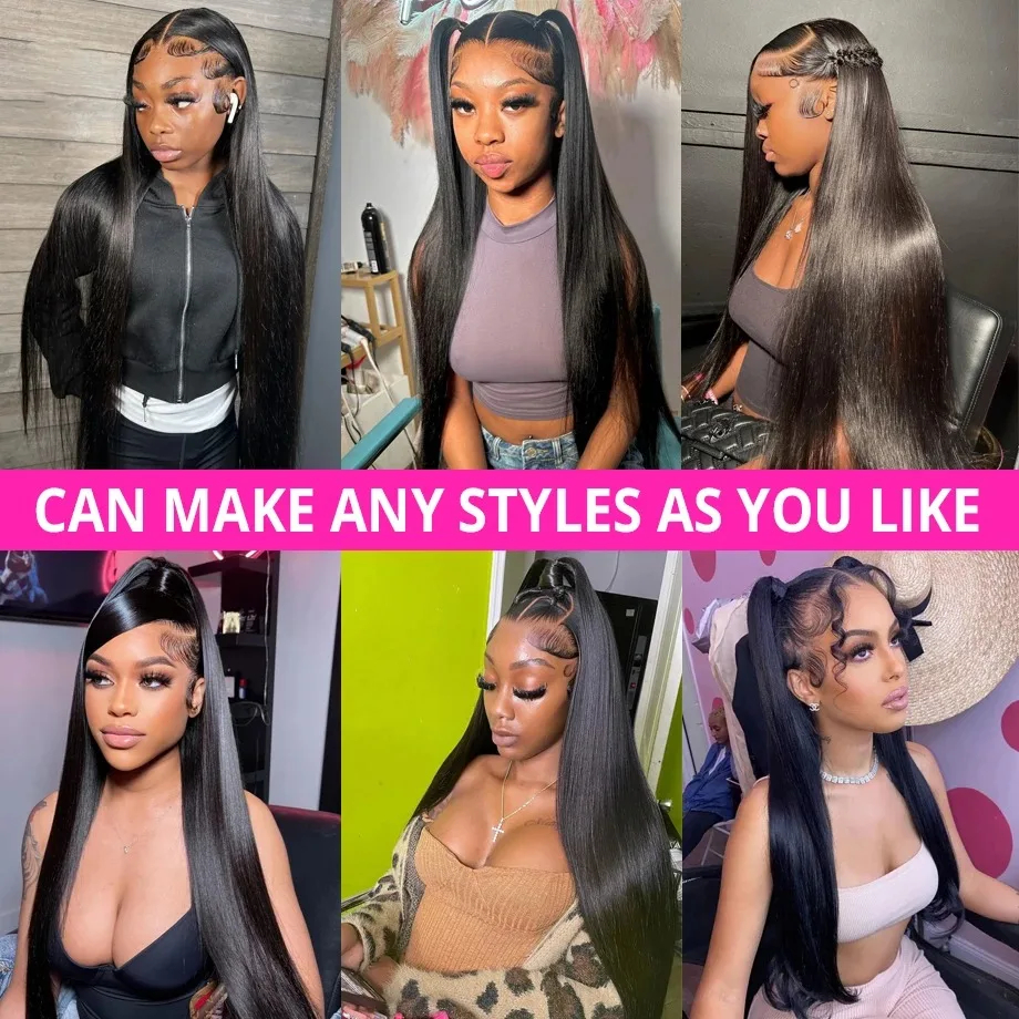 (20 inches) 180 Percent Density Frontal Wig For Black Women Wigs Human Hair 13x6 Bone Straight HD Transparent Lace Front Wigs
