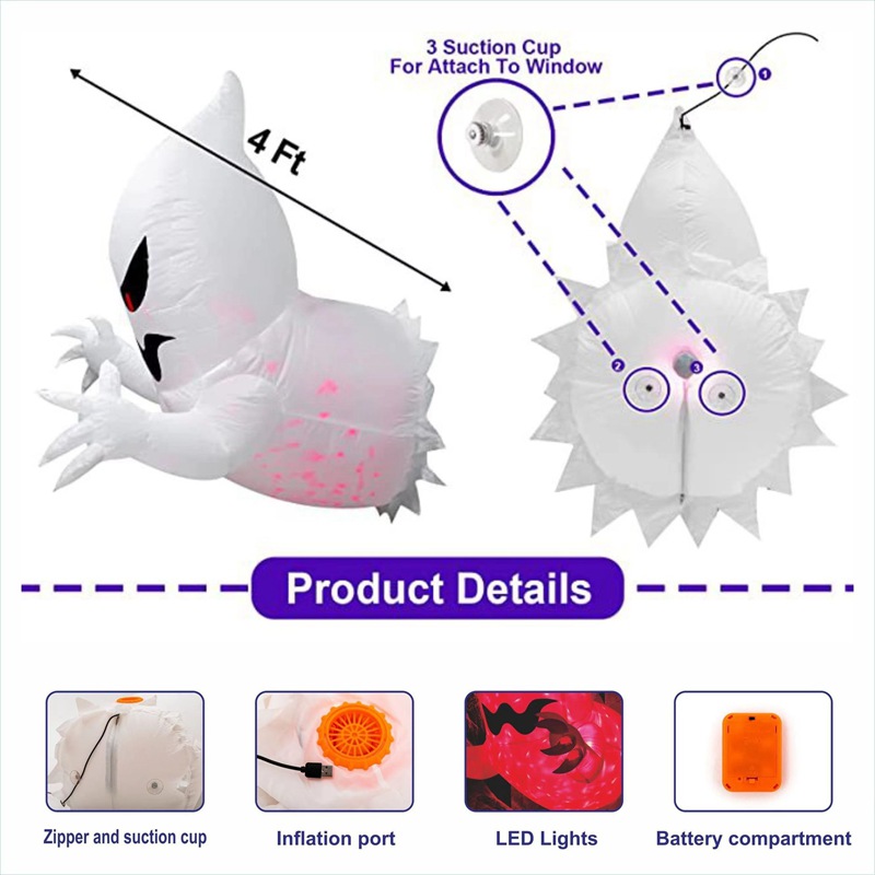 Halloween Inflatable Ghost with LED Light Outdoor Decorations