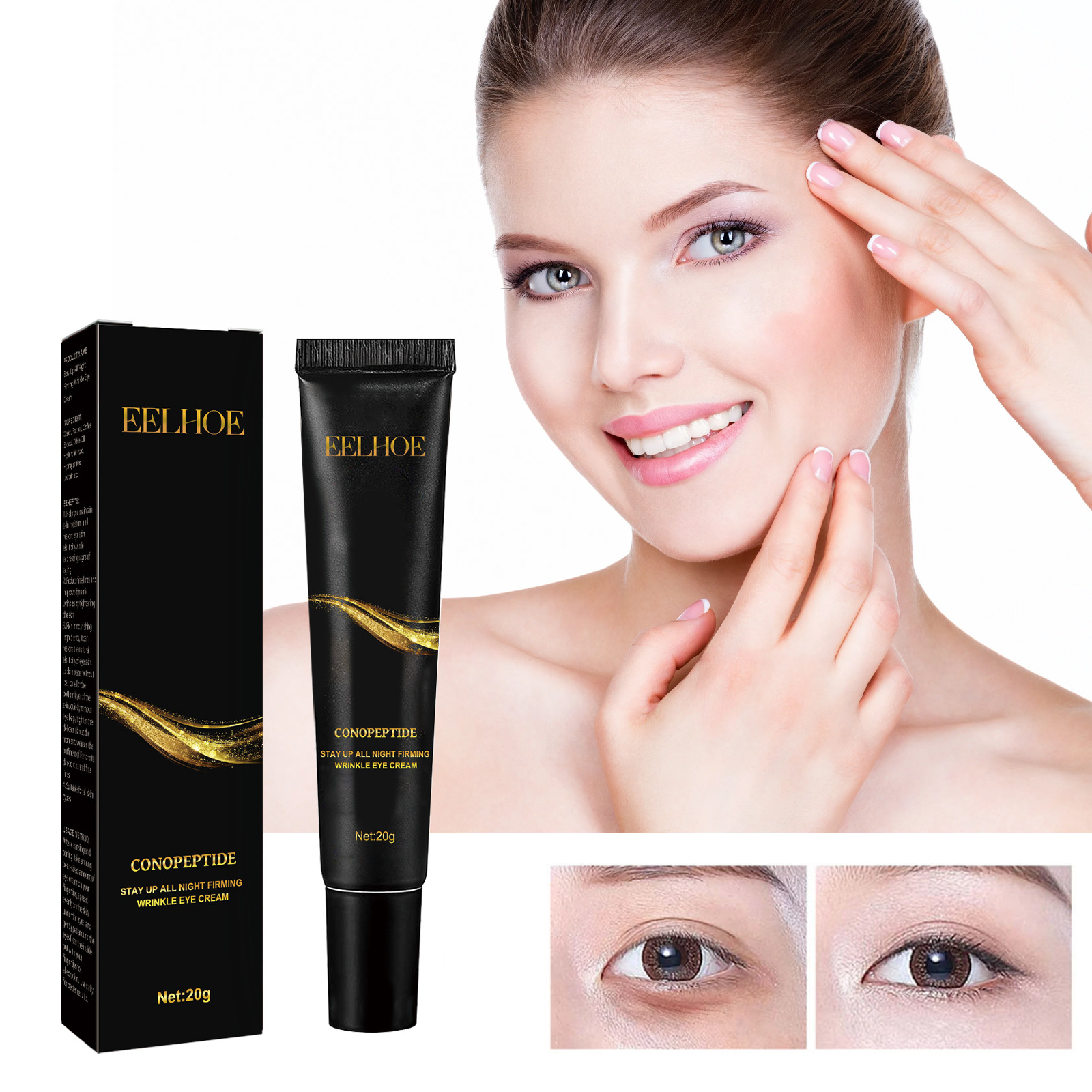 Eye Tightening Cream Fine Lines Firming Dark Circle Remover Repairing Roughness Whitening Nourishing Dry Eye Wrinkle Cream Improve Eye Bags Puffiness 20g