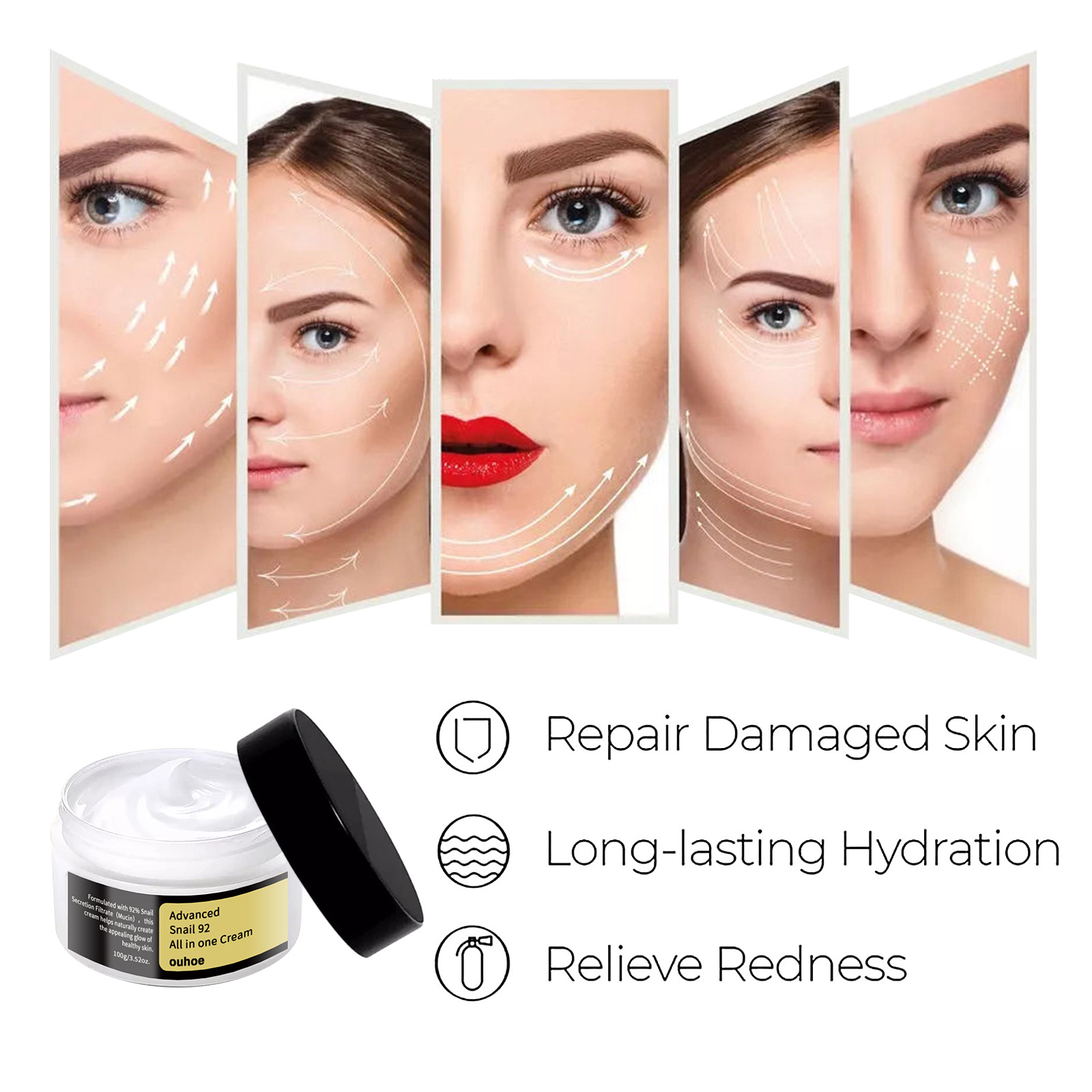 (1 PC) Snail Collagen Face Cream Repair Essence Hydrating Moisturizing Lifting Firming Sagging Tightening Smoothing Fade Dark Spots Anti Aging Cream Skin Care