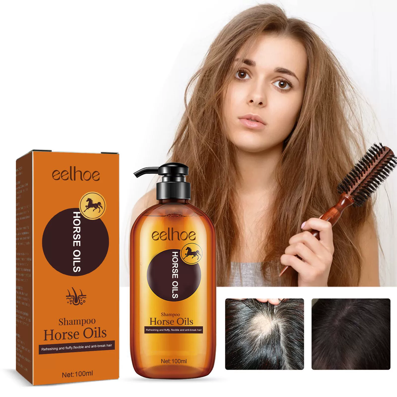 Horse Oil Shampoo Women Nourishing Treatment Essential Anti Hair Loss Frizz ontrol Nourish Hair Growth Hair Care Shampoo