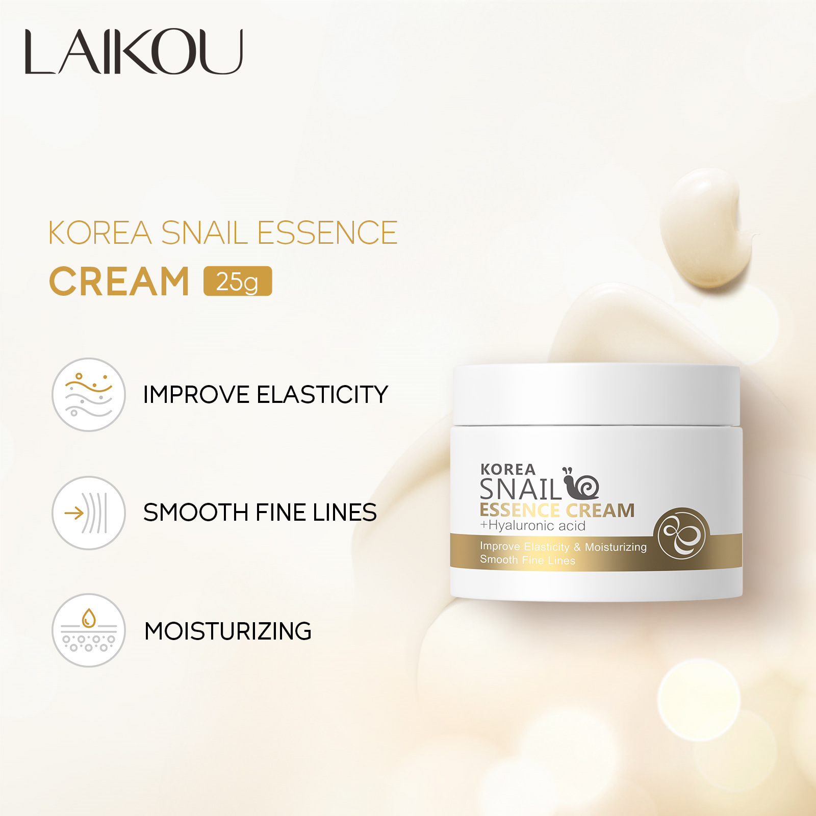 Snail Anti Aging Cream Essence Collagen Face Moisturizer Nourish Repair Face Damaged Lift Firm Smooth Bright Whitening Skin Care Product Day Cream 25g