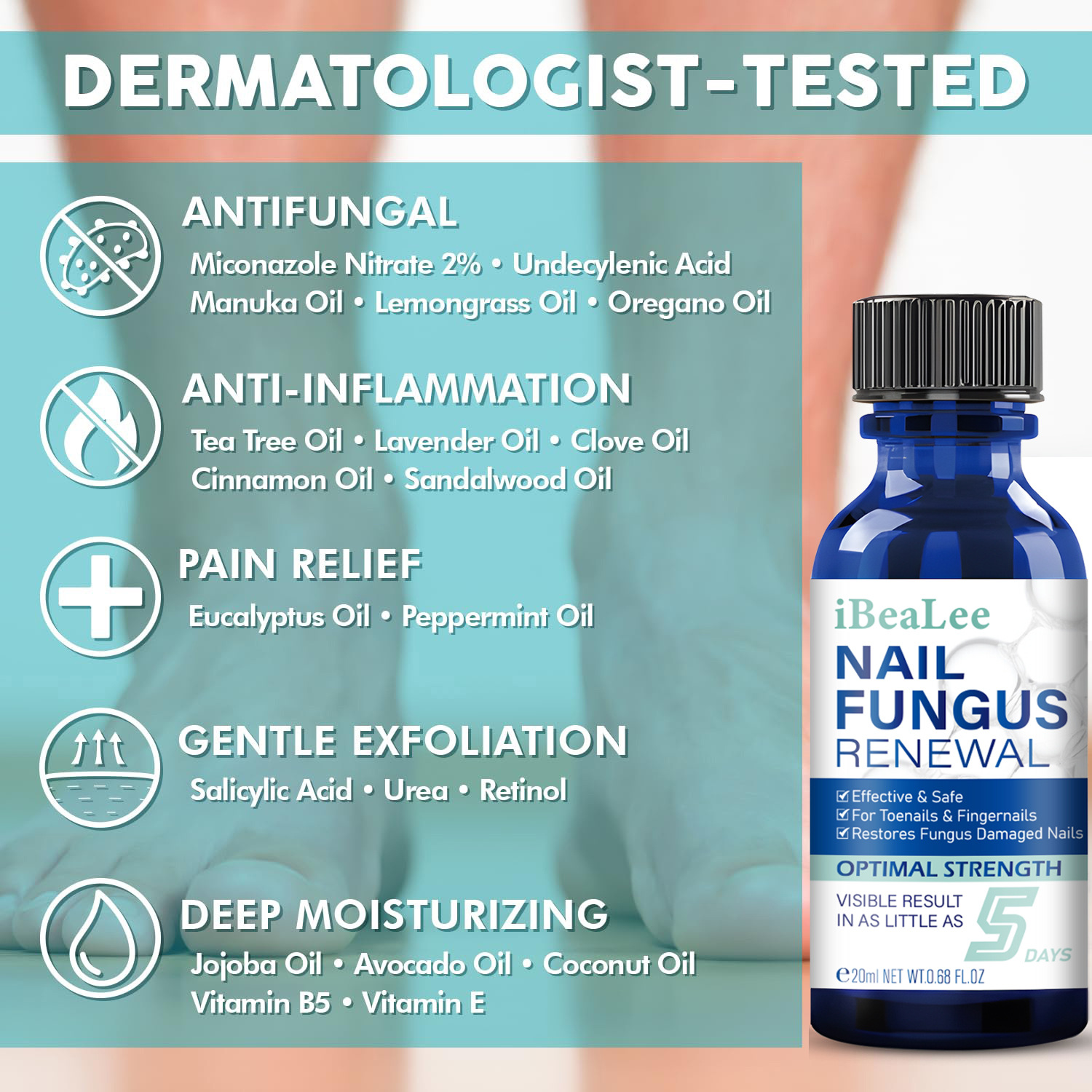 Fungal Nail Treatment for Toenails Extra Strong Nail Fungus Repair Solution Nail Fungal Renewal Foot Care Liquid 20ml