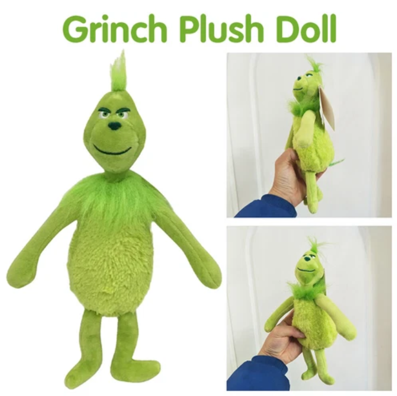(1 pc) Christmas Grinch Plush Doll Soft Stuffed Toy 32cm Cute Xmas Birthday Gift for Children Girls Boys Room Decorations Green New