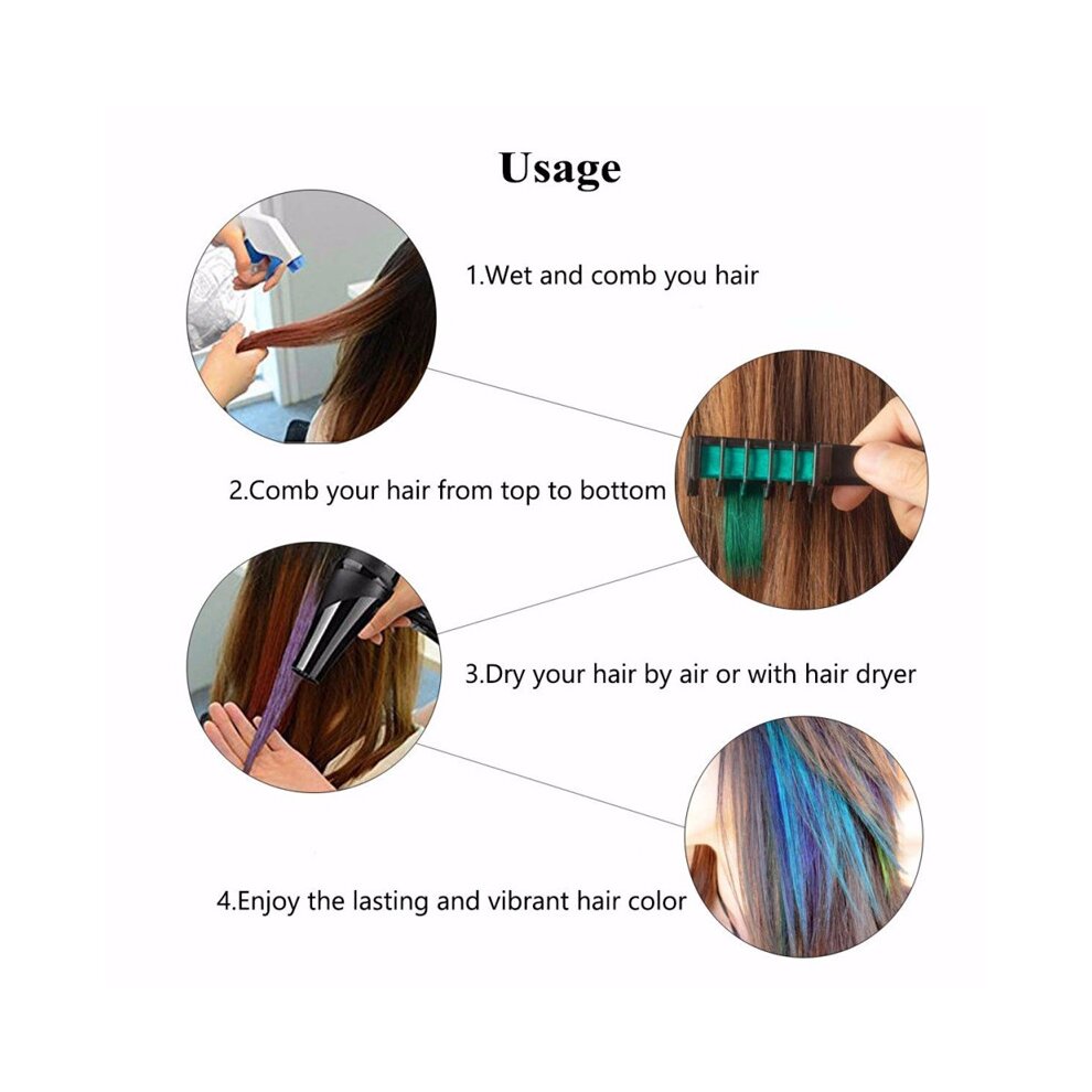 6 Colors Hair Dye Comb Brush Personal Salon Temporary Crayons Hair Dyeing Tool