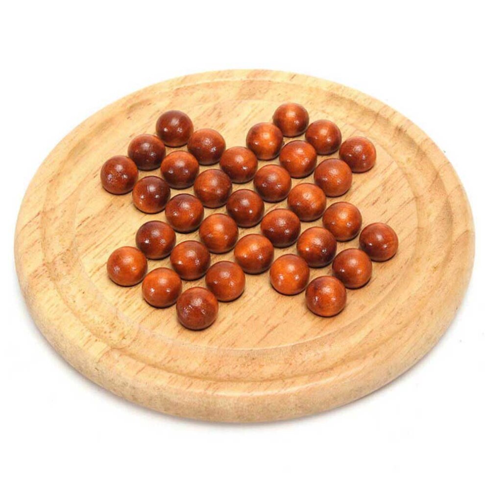 Wooden Solitaire Board Game Marble Child Educational Classic Fun Toy