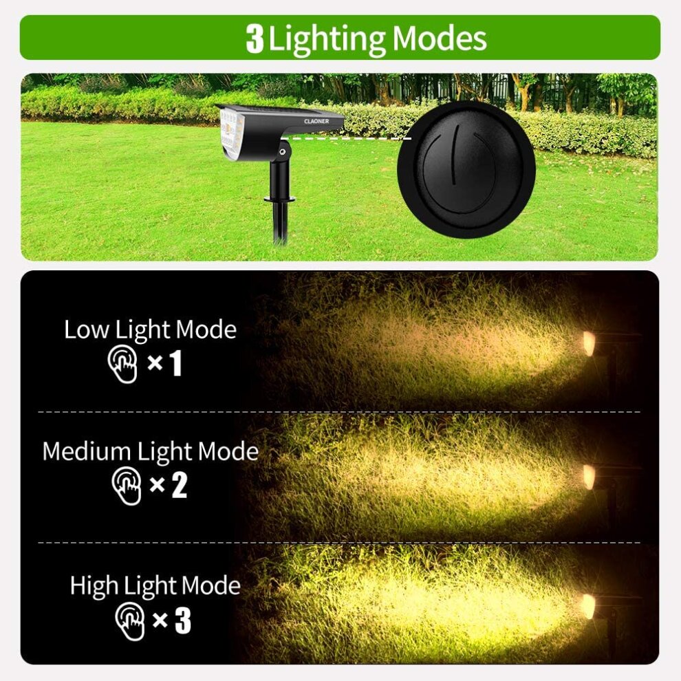 (Warm white) Claoner 32 LED solar landscape spotlights, wireless waterproof solar landsc
