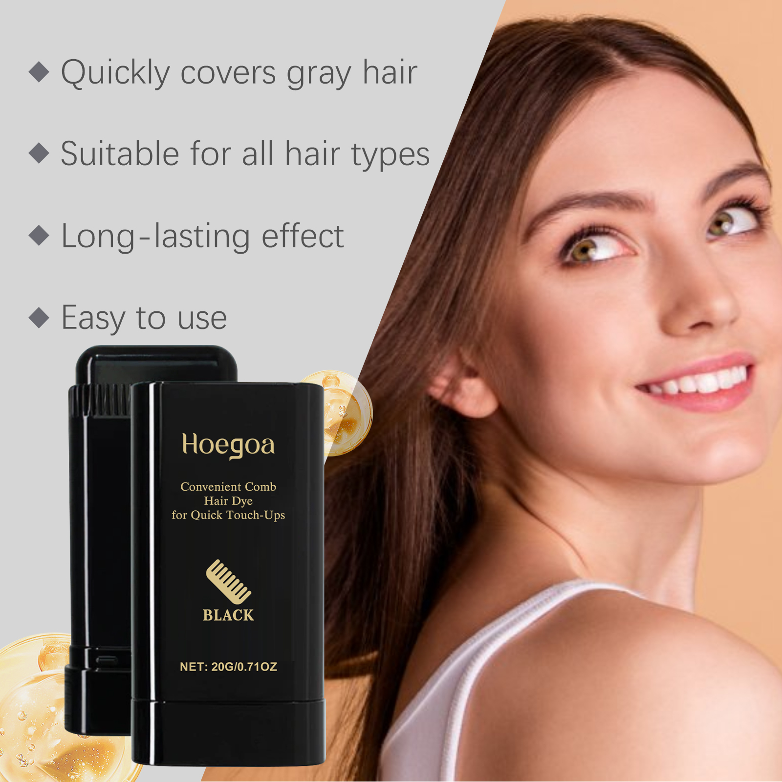 Temporary Hair Color Stick Black Hair Coverage Concealer Black Brown Hairline Beard Portable Disposable Root Hair Dye Comb ﻿