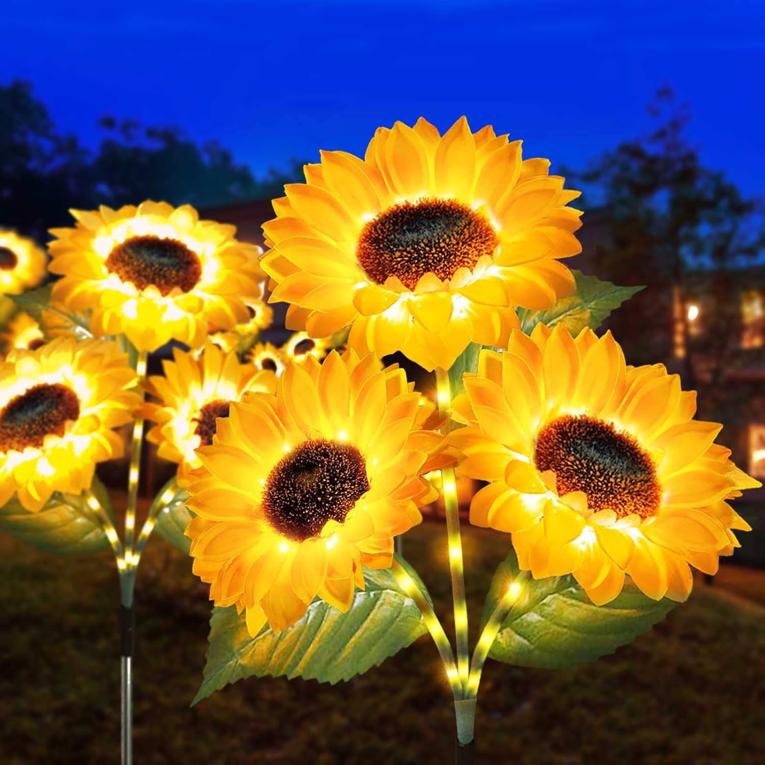 Solar Lights Outdoor Garden Waterproof Upgraded 9-Flower Solar Sunflower Lights for Yard Decor Decorative Flower Ornaments for Lawn Patio Porch Flowerbed Pathwa