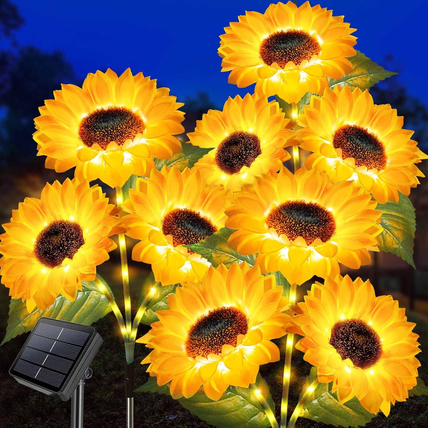 Solar Lights Outdoor Garden Waterproof Upgraded 9-Flower Solar Sunflower Lights for Yard Decor Decorative Flower Ornaments for Lawn Patio Porch Flowerbed Pathwa