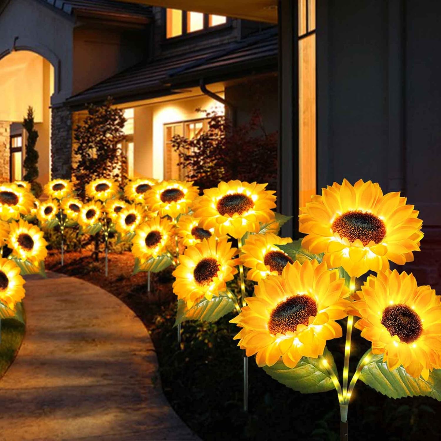 Solar Lights Outdoor Garden Waterproof Upgraded 9-Flower Solar Sunflower Lights for Yard Decor Decorative Flower Ornaments for Lawn Patio Porch Flowerbed Pathwa