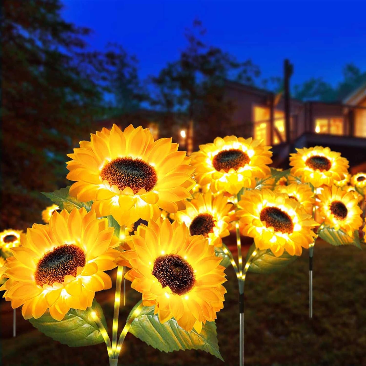 Solar Lights Outdoor Garden Waterproof Upgraded 9-Flower Solar Sunflower Lights for Yard Decor Decorative Flower Ornaments for Lawn Patio Porch Flowerbed Pathwa