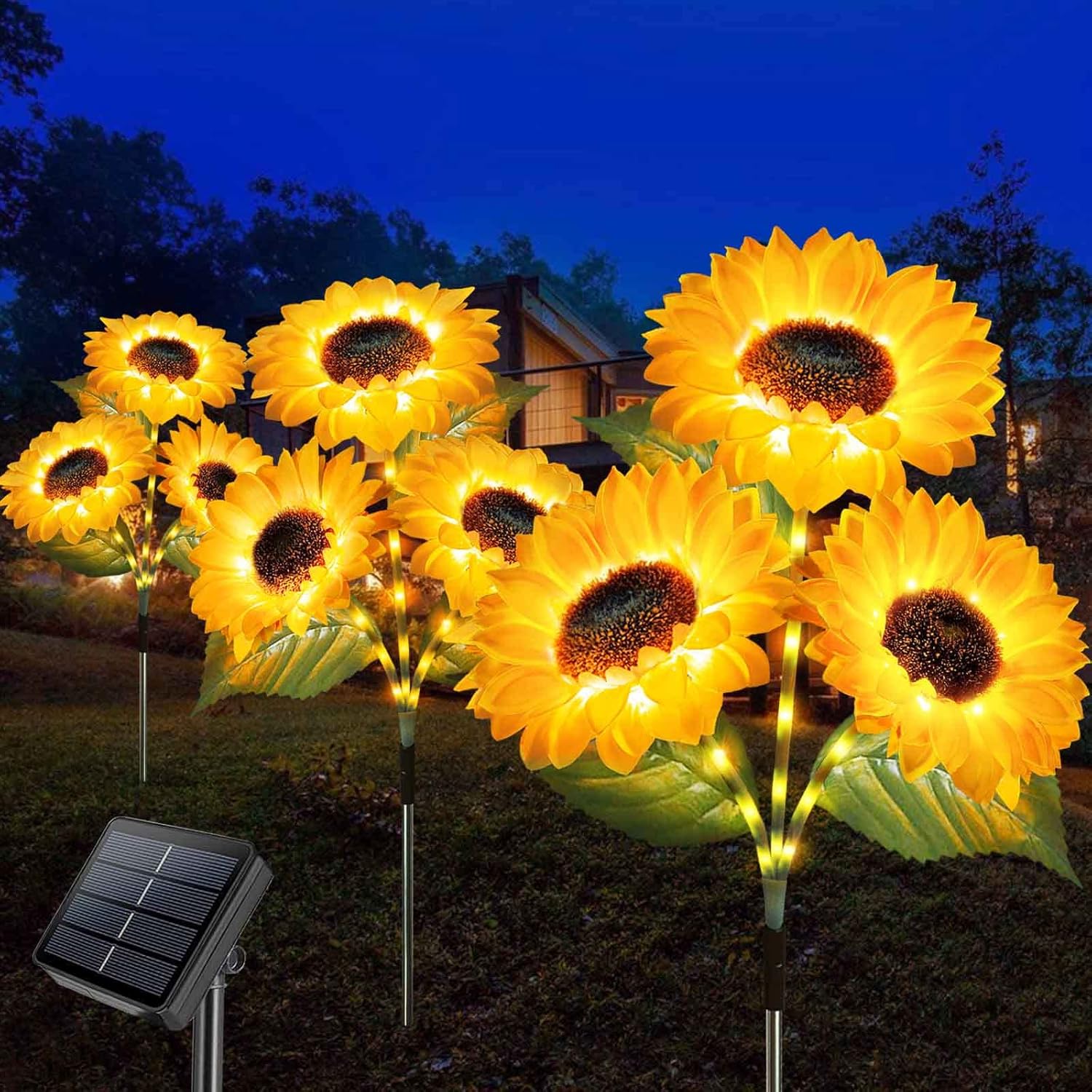 Solar Lights Outdoor Garden Waterproof Upgraded 9-Flower Solar Sunflower Lights for Yard Decor Decorative Flower Ornaments for Lawn Patio Porch Flowerbed Pathwa