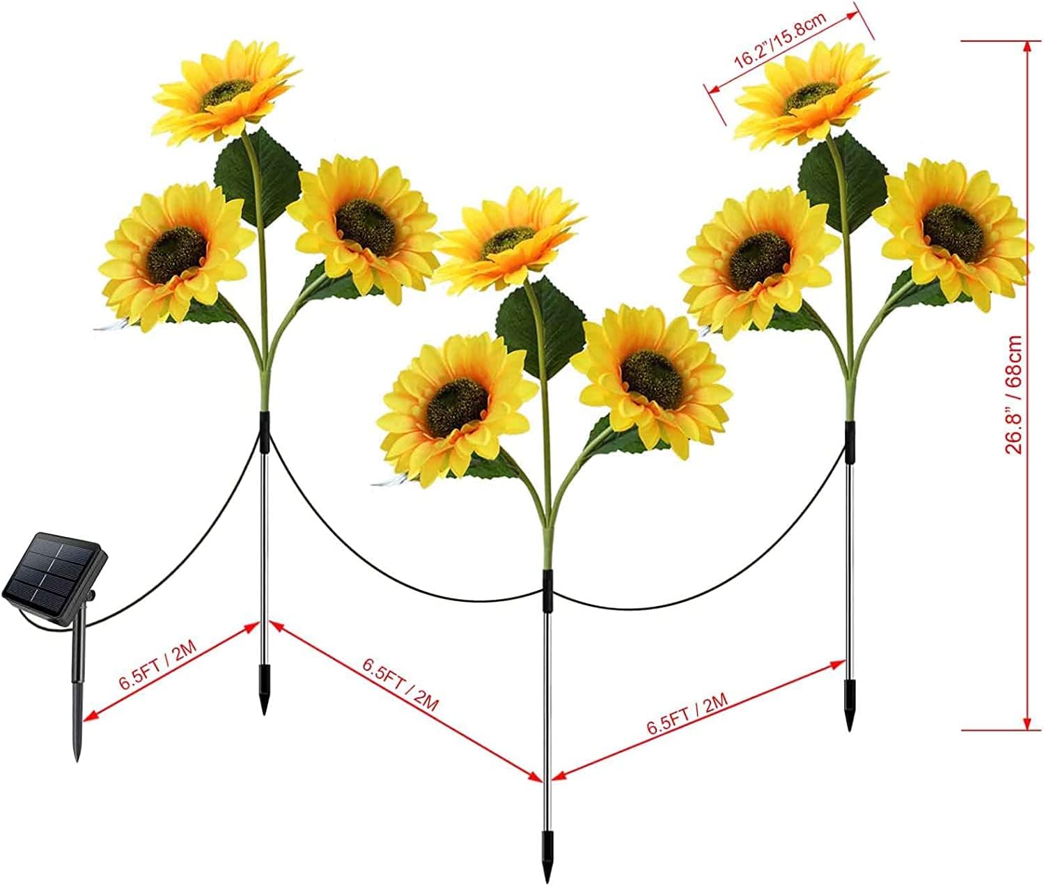 Solar Lights Outdoor Garden Waterproof Upgraded 9-Flower Solar Sunflower Lights for Yard Decor Decorative Flower Ornaments for Lawn Patio Porch Flowerbed Pathwa