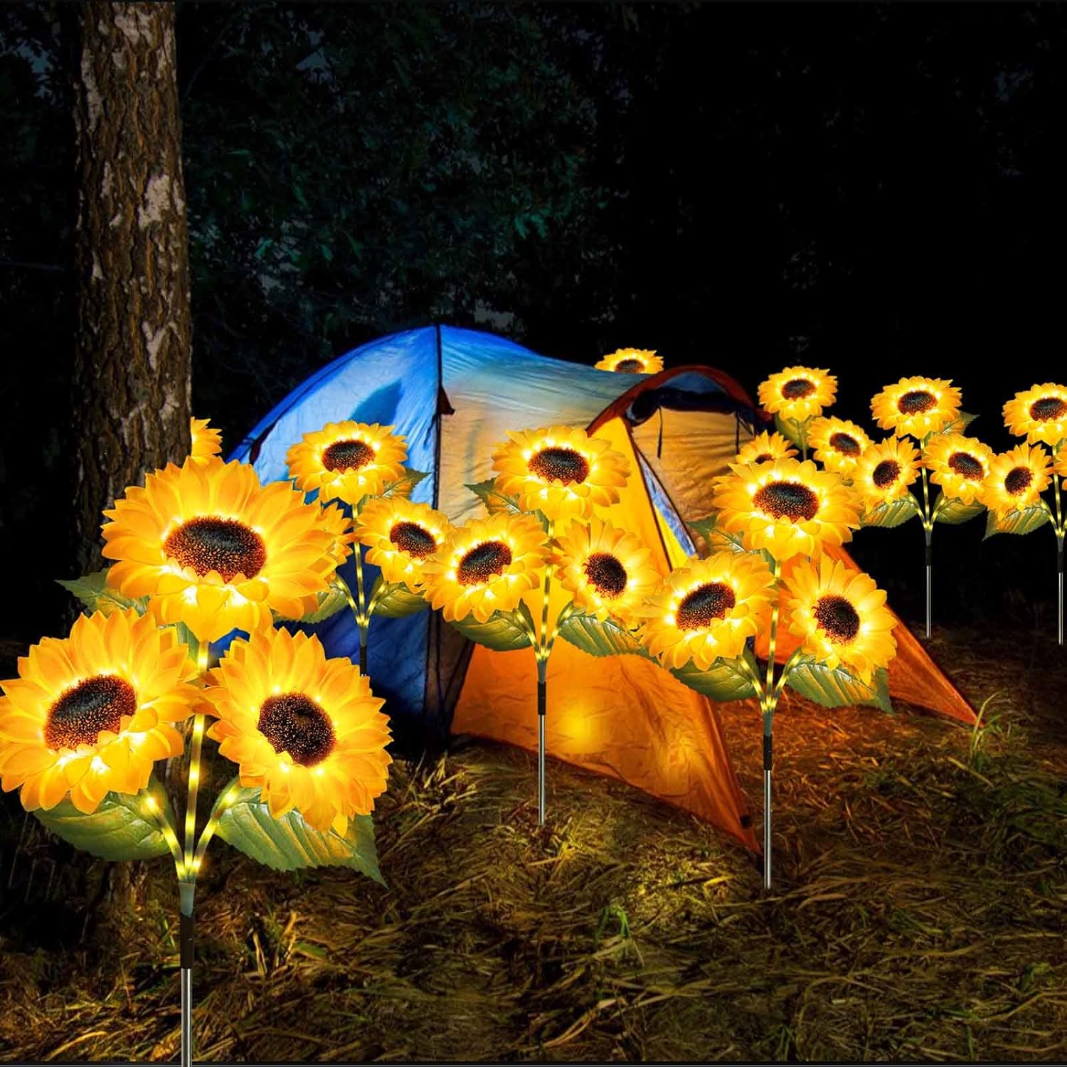 Solar Lights Outdoor Garden Waterproof Upgraded 9-Flower Solar Sunflower Lights for Yard Decor Decorative Flower Ornaments for Lawn Patio Porch Flowerbed Pathwa