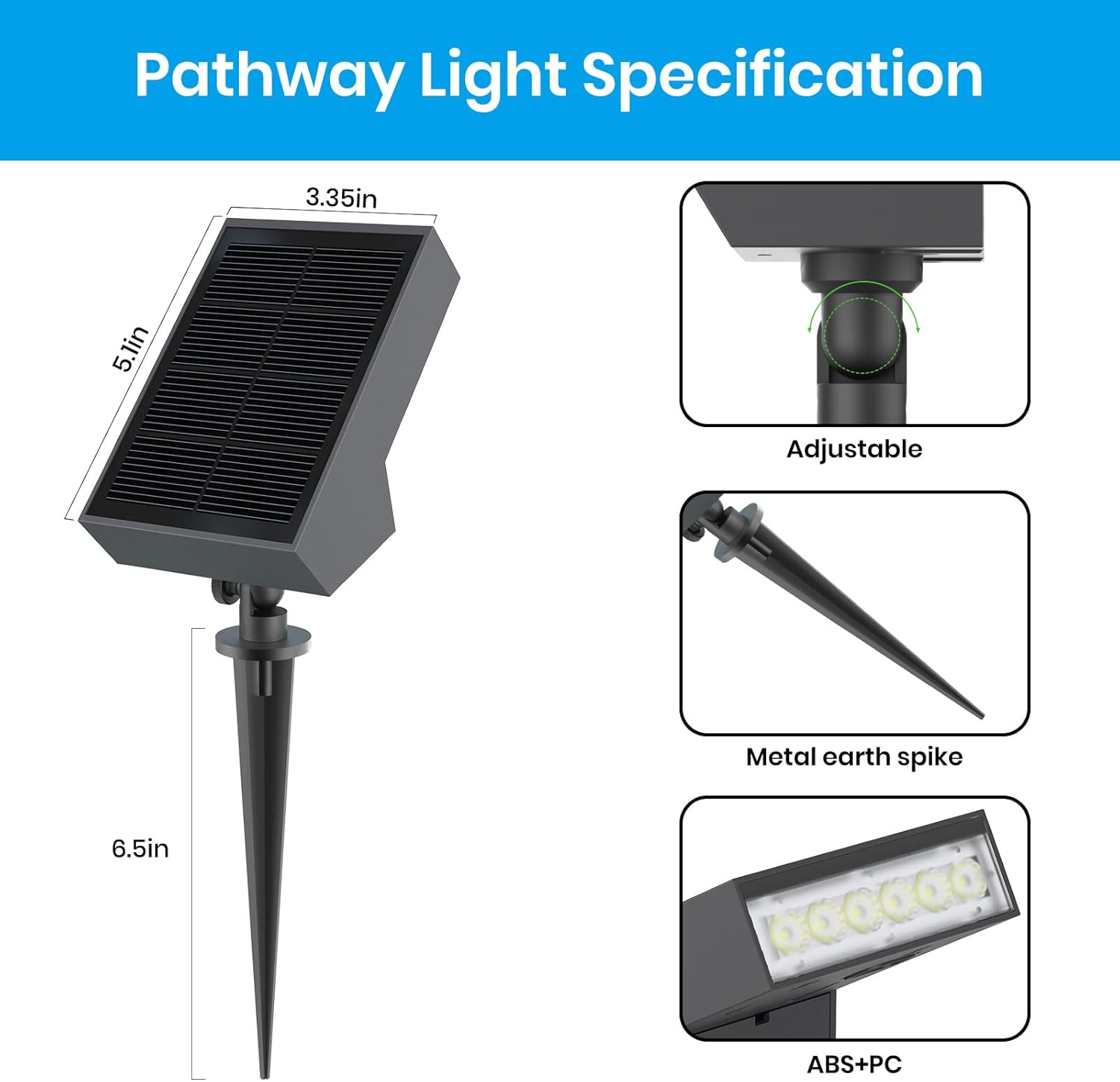 Solar Spotlight Outdoor Dimmable Solar Landscape Spotlight Dusk to Dawn Warm White 3000K Solar Powered Garden Lights for Yard Pathway Landscape Decor IP65