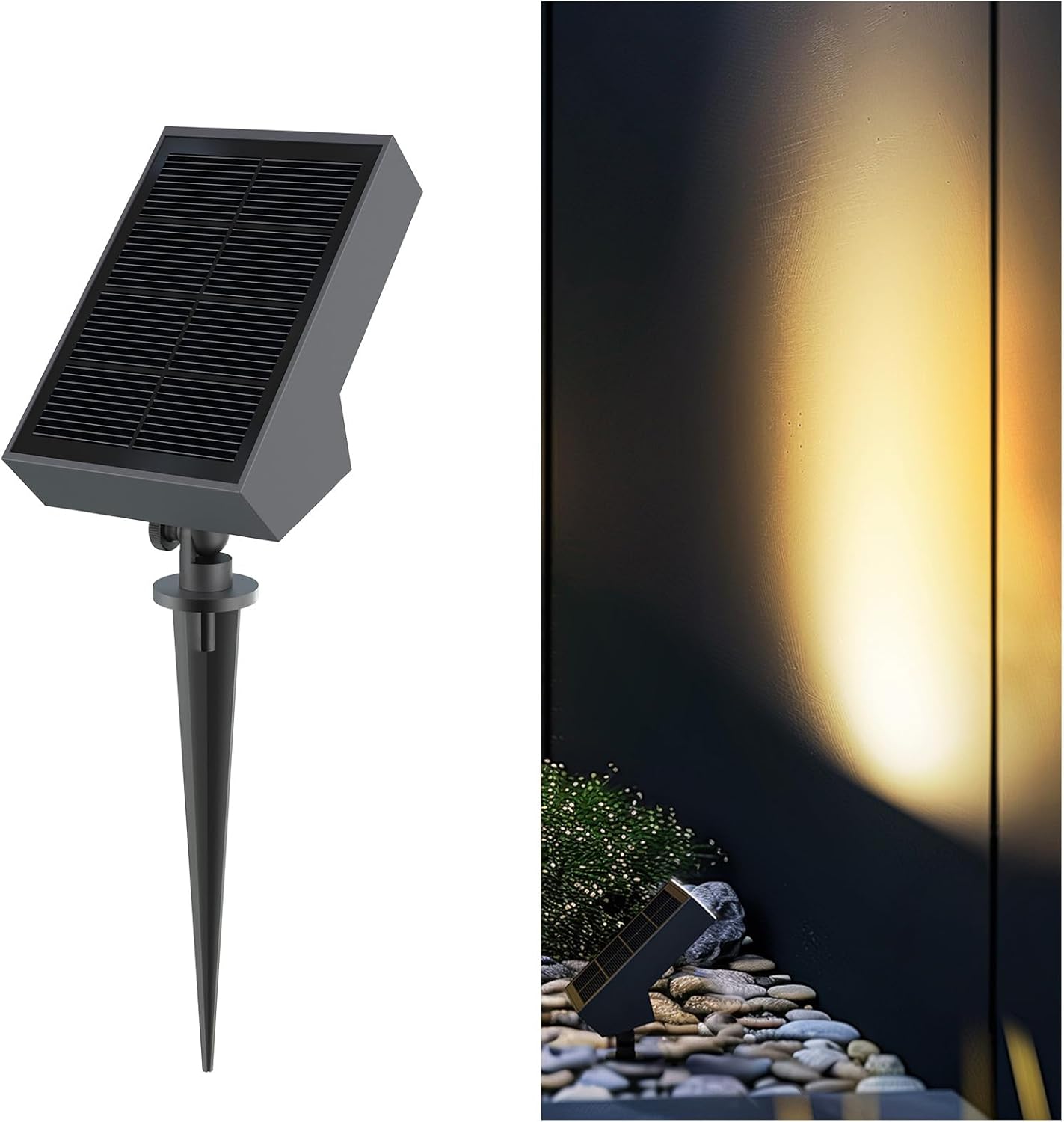 Solar Spotlight Outdoor Dimmable Solar Landscape Spotlight Dusk to Dawn Warm White 3000K Solar Powered Garden Lights for Yard Pathway Landscape Decor IP65
