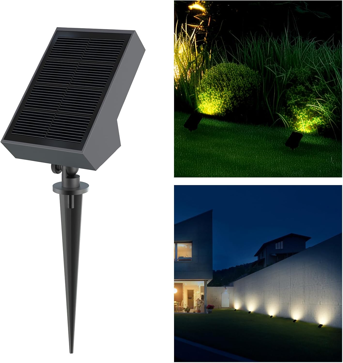 Solar Spotlight Outdoor Dimmable Solar Landscape Spotlight Dusk to Dawn Warm White 3000K Solar Powered Garden Lights for Yard Pathway Landscape Decor IP65