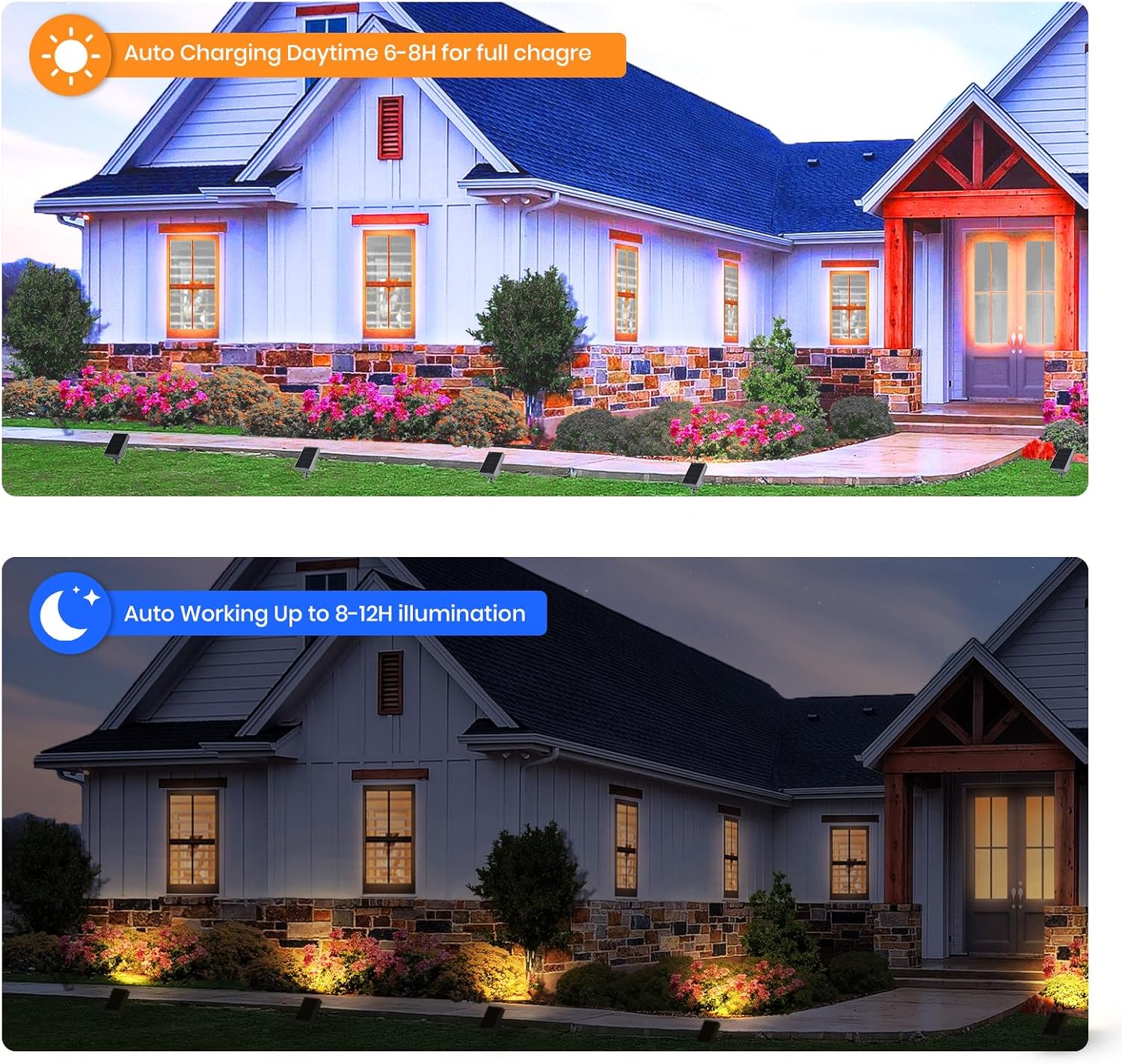 Solar Spotlight Outdoor Dimmable Solar Landscape Spotlight Dusk to Dawn Warm White 3000K Solar Powered Garden Lights for Yard Pathway Landscape Decor IP65
