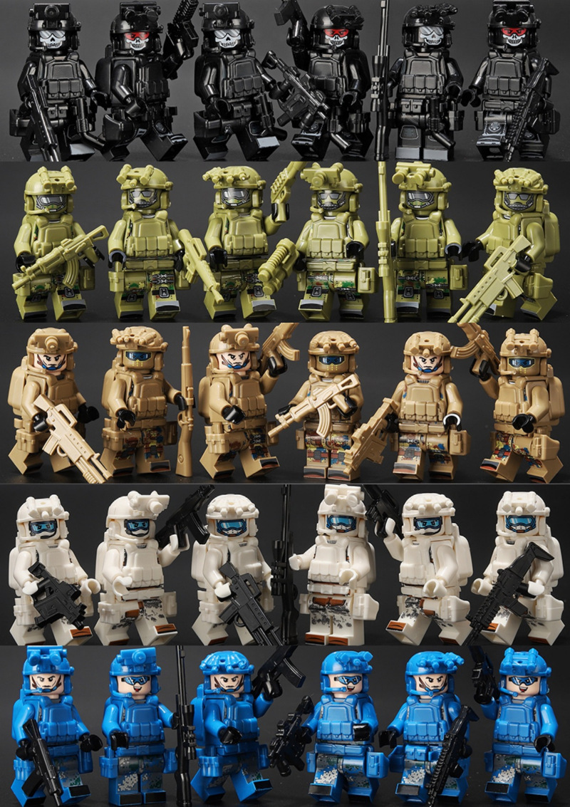 (18 PCS) Military Soldiers Building Blocks SWAT Troopers Minifigures Army Squad Toys Fit Lego for Kids