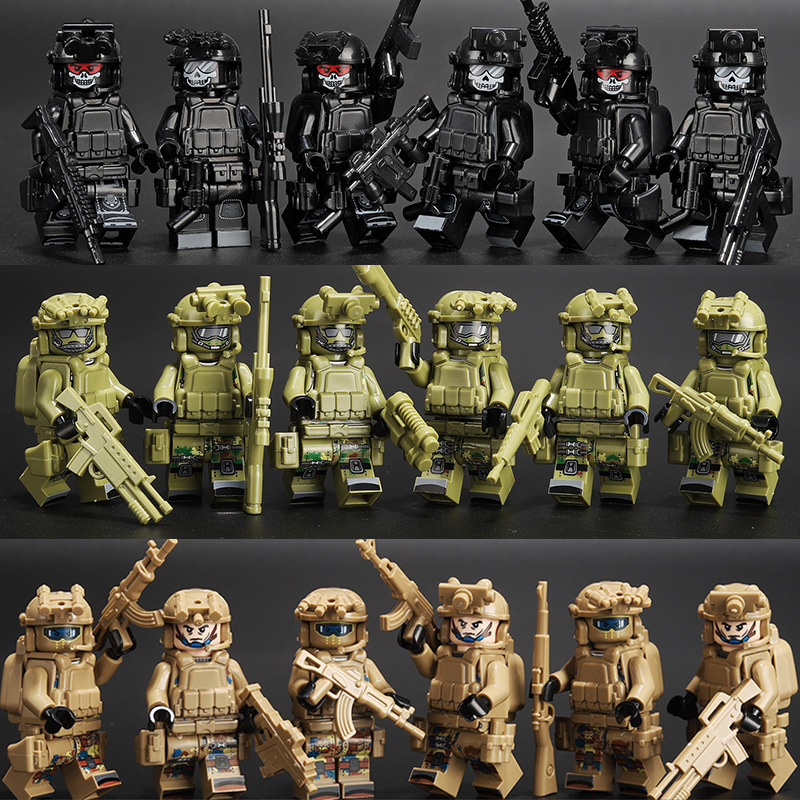 Military Soldiers Building Blocks SWAT Troopers Minifigures Army Squad Toys Fit Lego for Kids