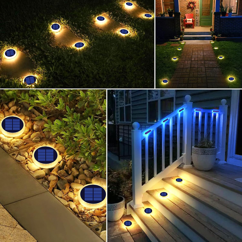 (Warm White) Outdoor Solar Deck Lights Waterproof LED Dock Lighting IP68 Auto On/Off for Driveway Step Sidewalk Stair Garden Floor Lamp