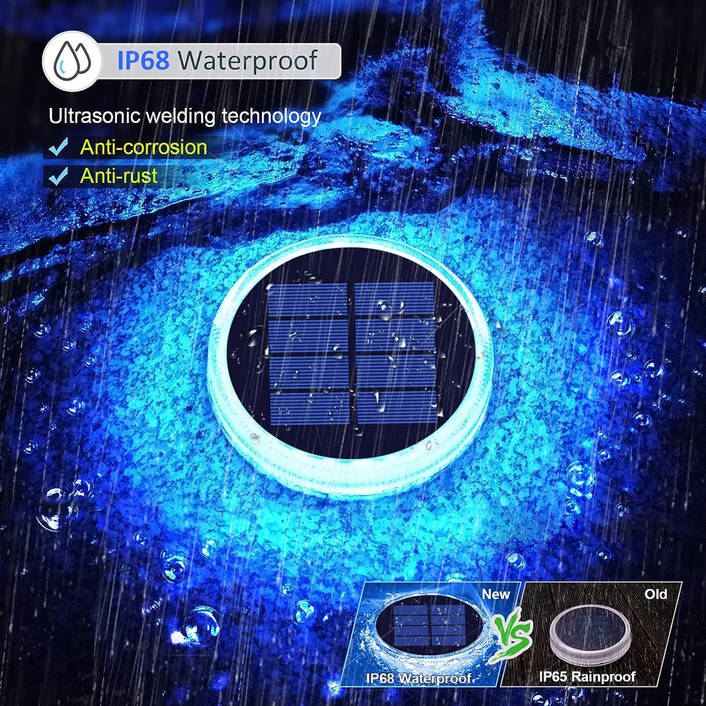 (Warm White) Outdoor Solar Deck Lights Waterproof LED Dock Lighting IP68 Auto On/Off for Driveway Step Sidewalk Stair Garden Floor Lamp