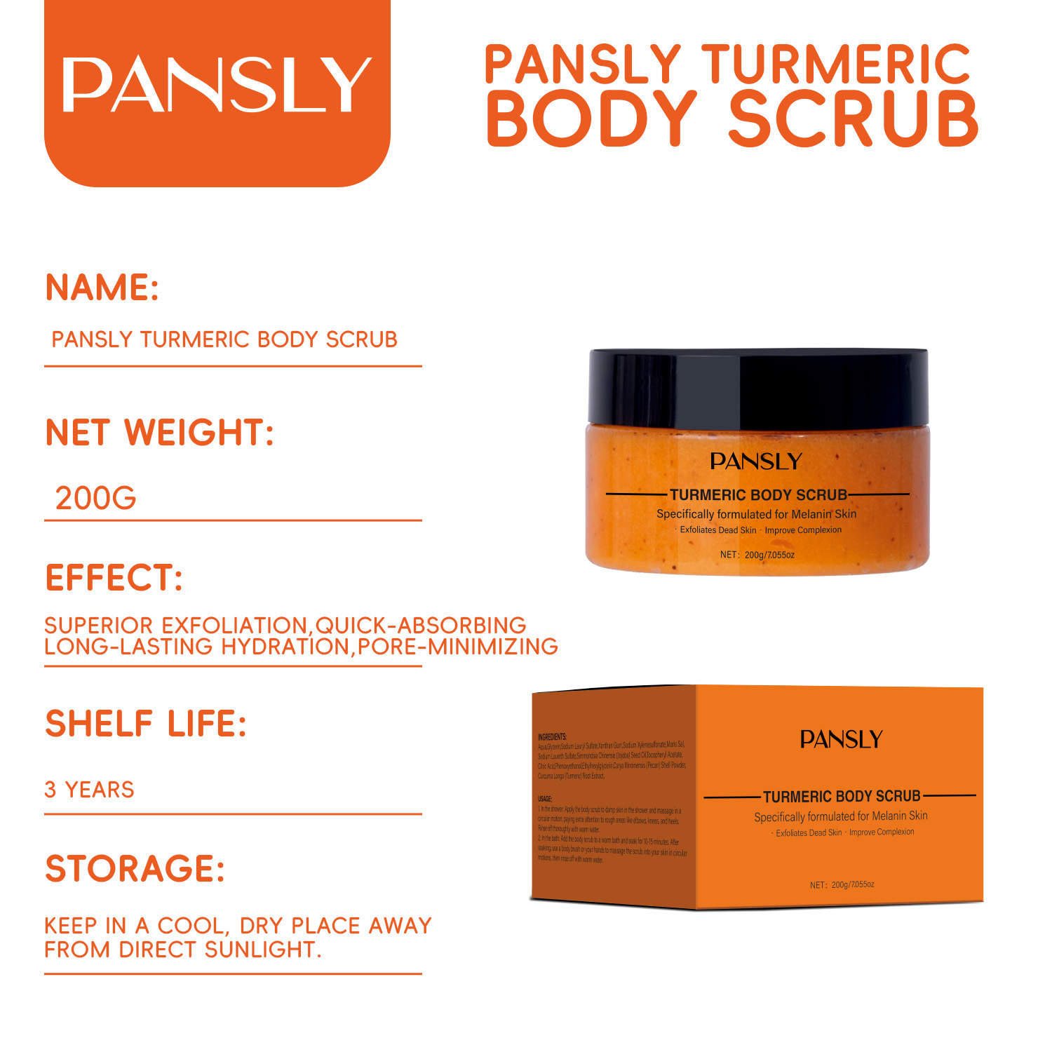 Turmeric Body Scrub Exfoliating Cleansing 2 in 1 for Smooth Soft Skin Daily Use Natural 200g